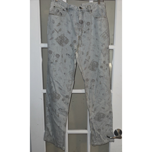 CHICO'S 2 NWT Egypt Light Bleach Jeans Hieroglyphics Tribal Unique - Picture 1 of 6